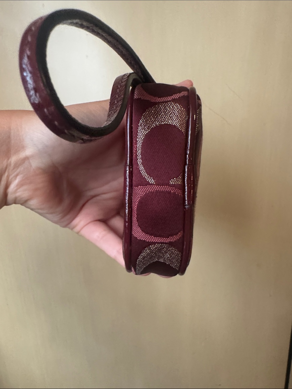 Coach Small Wristlet Pouch in Burgundy and Gold - Picture 6 of 7